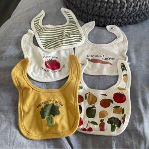 Organic Cotton Baby Bib Set - Yellow, White, Green